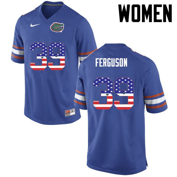 Florida Gators Women #39 Ryan Ferguson College Football Jersey USA Flag Fashion Blue